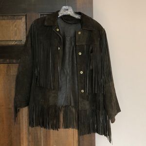 Vintage suede and leather fringe jacket